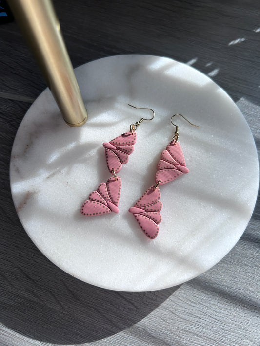 Polymer clay double butterfly earrings pink