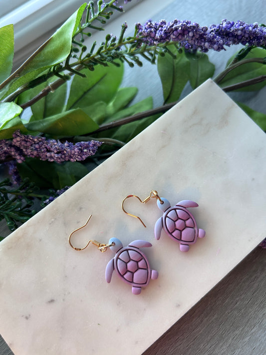 Ombre summer turtle earrings (gold plated)