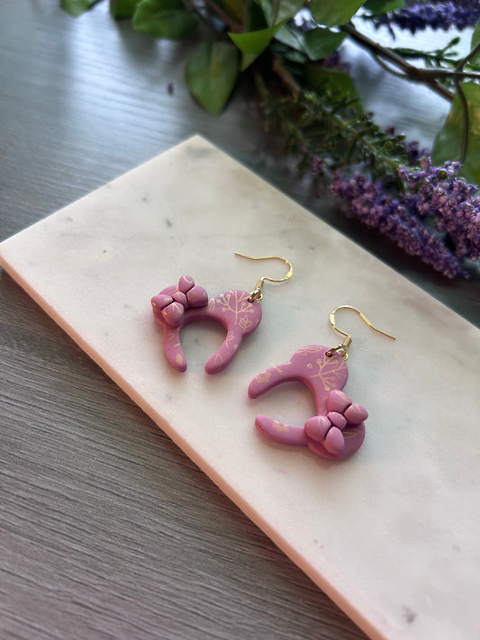 Pink mickey mouse ears with bow (gold plated)