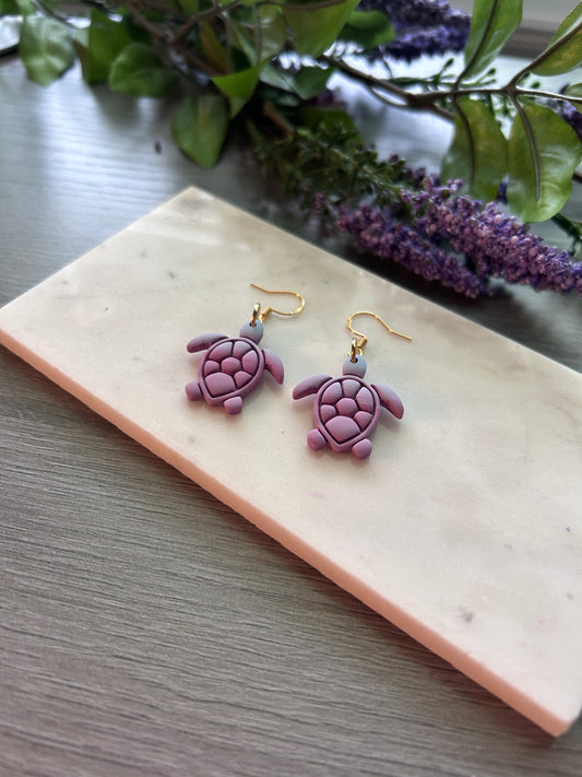 Ombre summer turtle earrings (gold plated)
