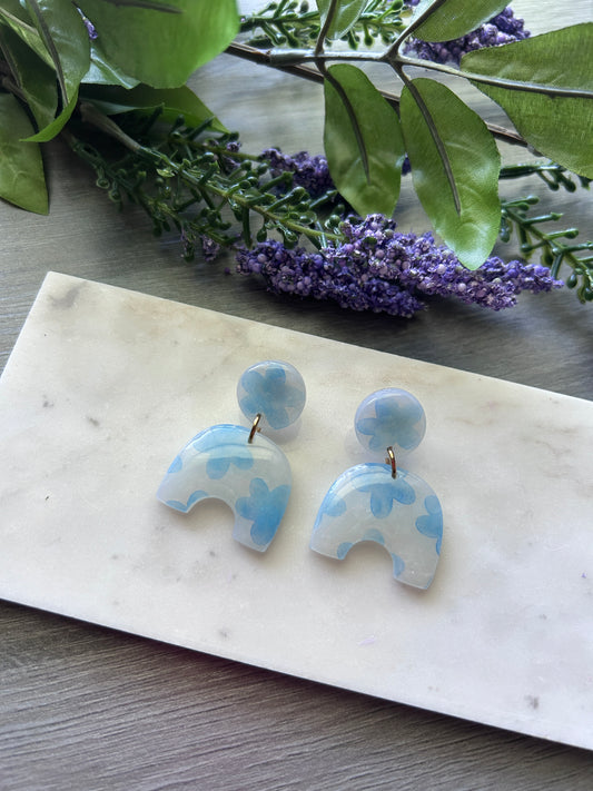 Blue summer clay earrings (resin coated)