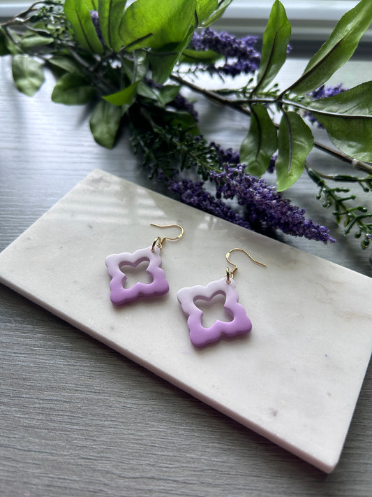 Ombre four leaf earring (gold plated)