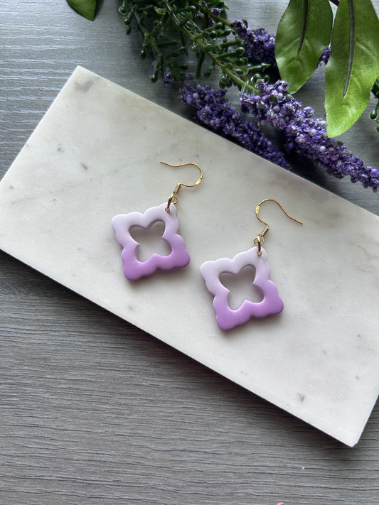 Ombre four leaf earring (gold plated)